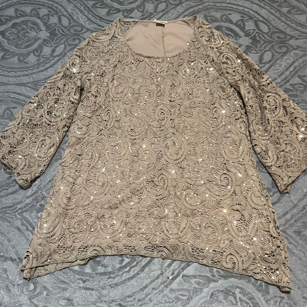 Brittany Black Tan Blouse Chic Top